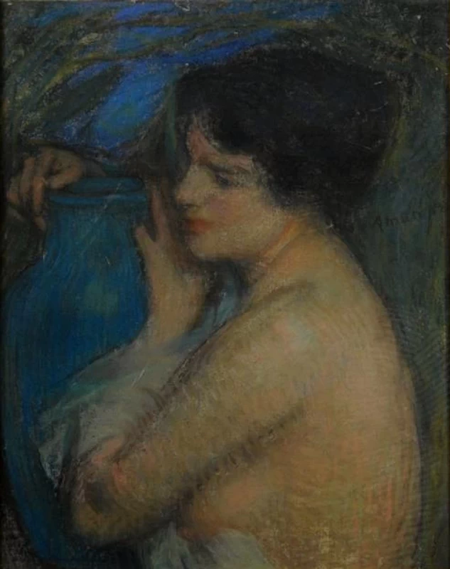 Donna con vaso blu